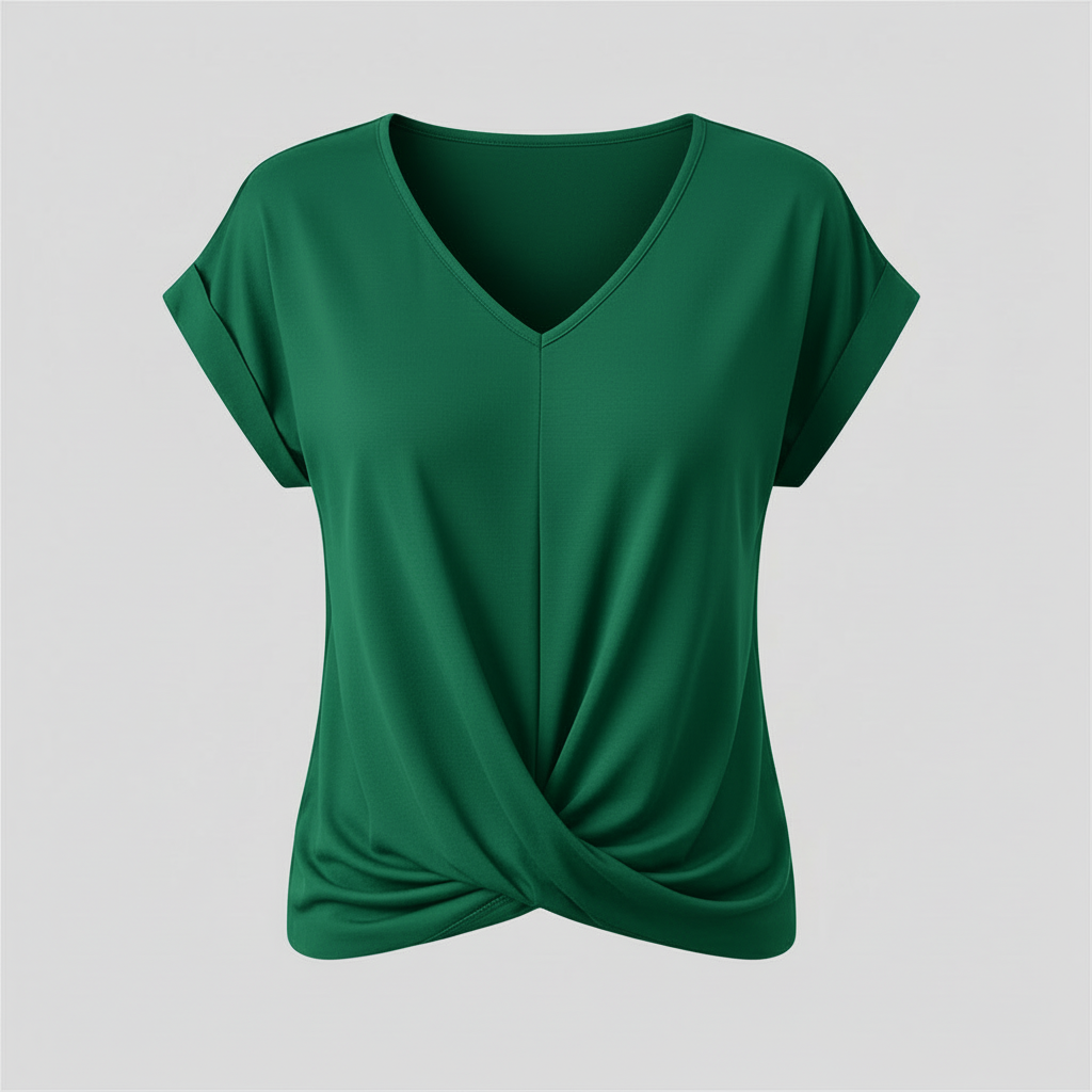 V-Neck Twist Women's Top | Casual Short Sleeve Shirt