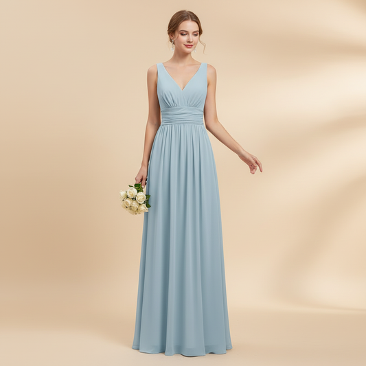 Elegant Maxi Dress | Women's Sleeveless V-Neck Dress