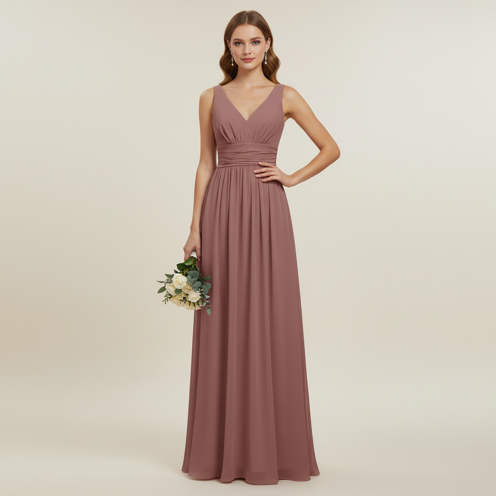 Elegant Maxi Dress | Women's Sleeveless V-Neck Dress