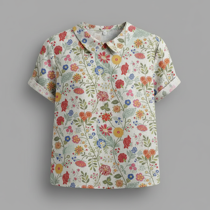 Vintage Floral Blouse | Women's Casual Summer Top