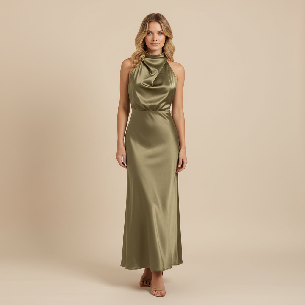 Halter Evening Dress | Formal Wedding Guest Dress for Women