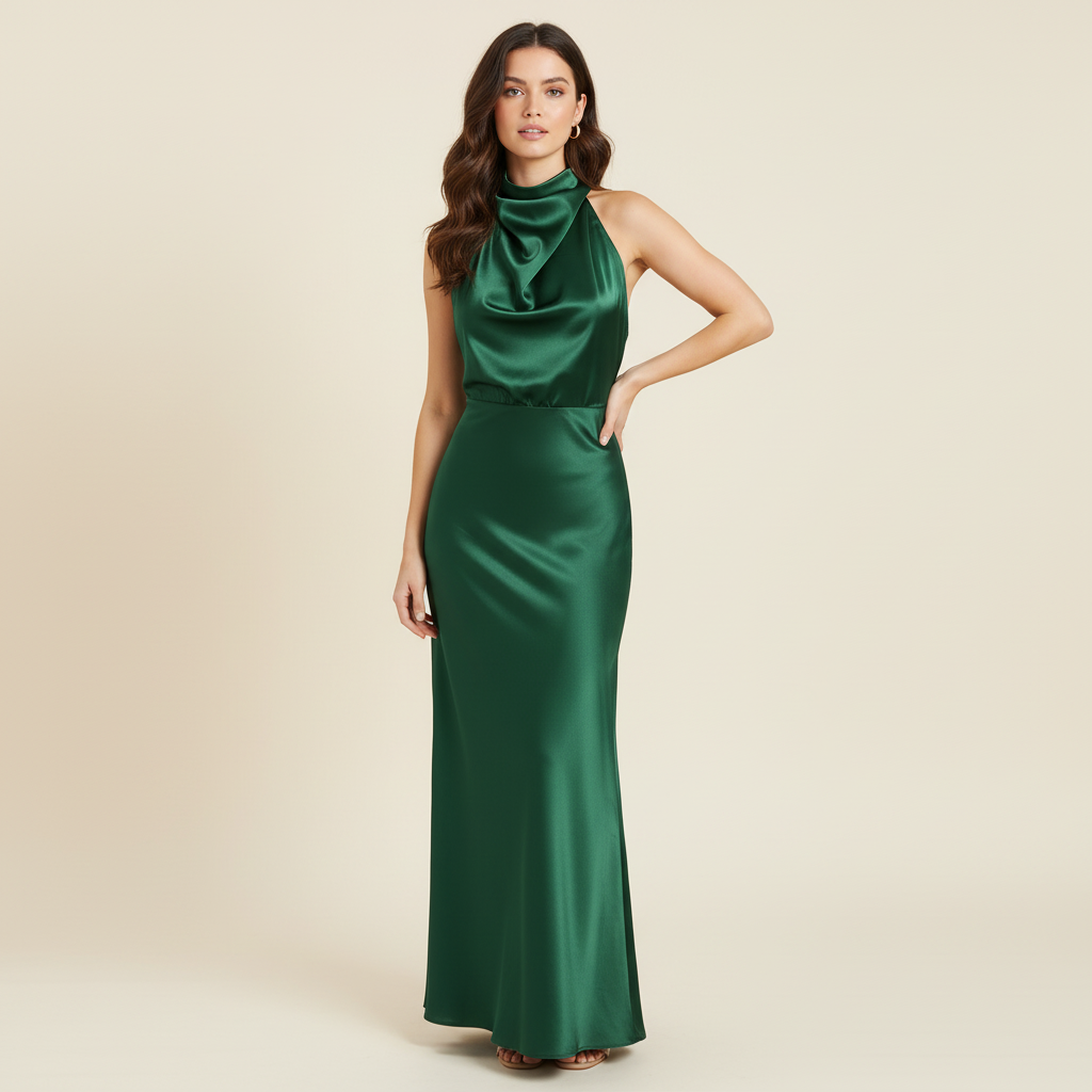 Halter Evening Dress | Formal Wedding Guest Dress for Women