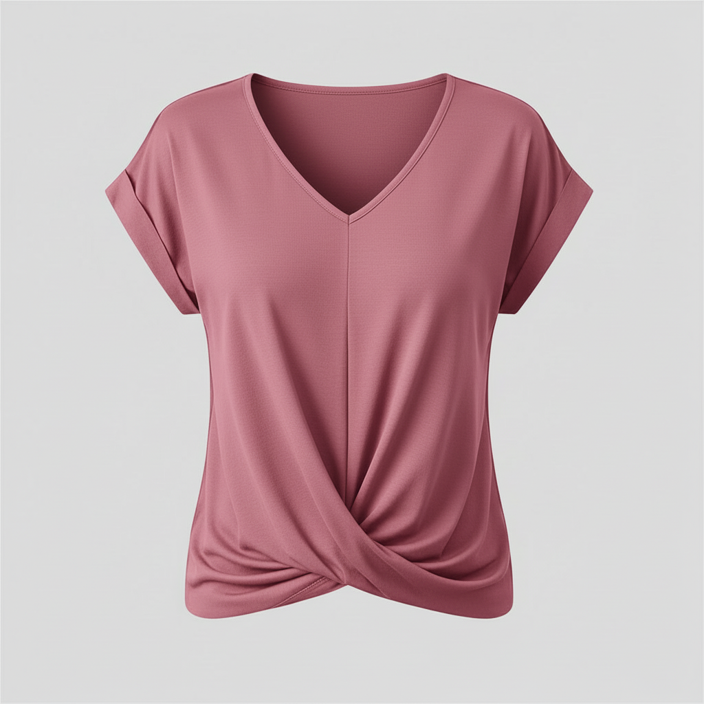 V-Neck Twist Women's Top | Casual Short Sleeve Shirt