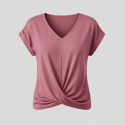 V-Neck Twist Women's Top | Casual Short Sleeve Shirt