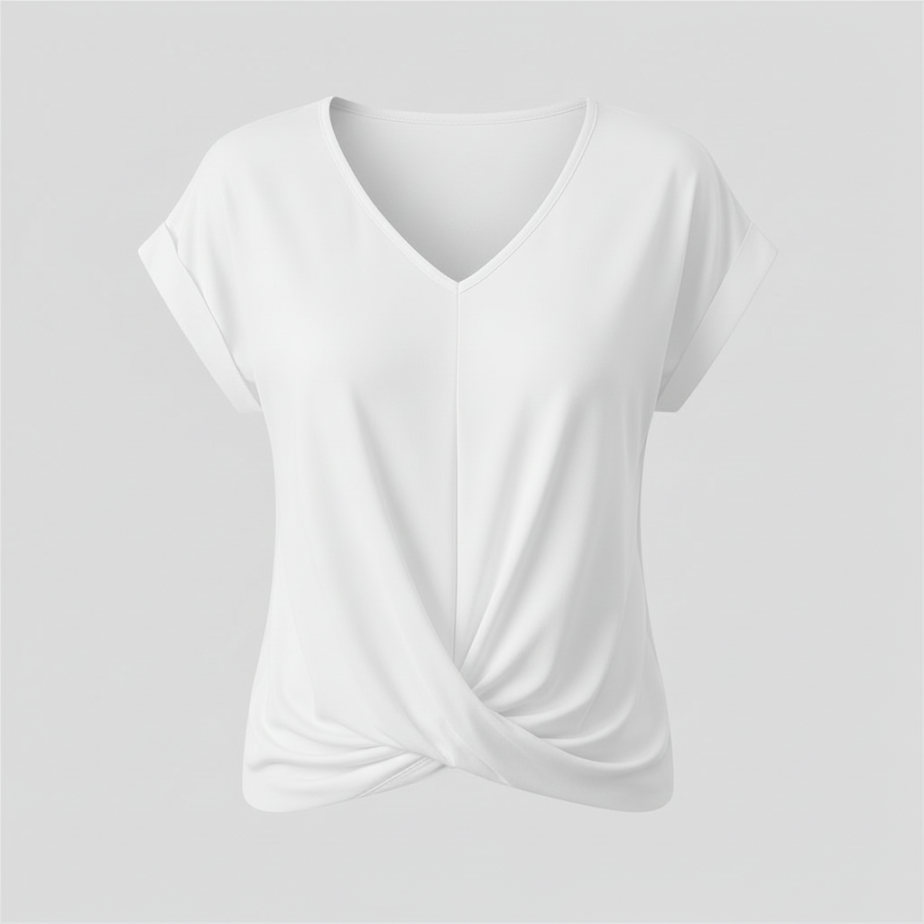 V-Neck Twist Women's Top | Casual Short Sleeve Shirt