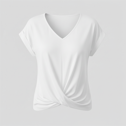 V-Neck Twist Women's Top | Casual Short Sleeve Shirt