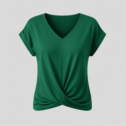 V-Neck Twist Women's Top | Casual Short Sleeve Shirt