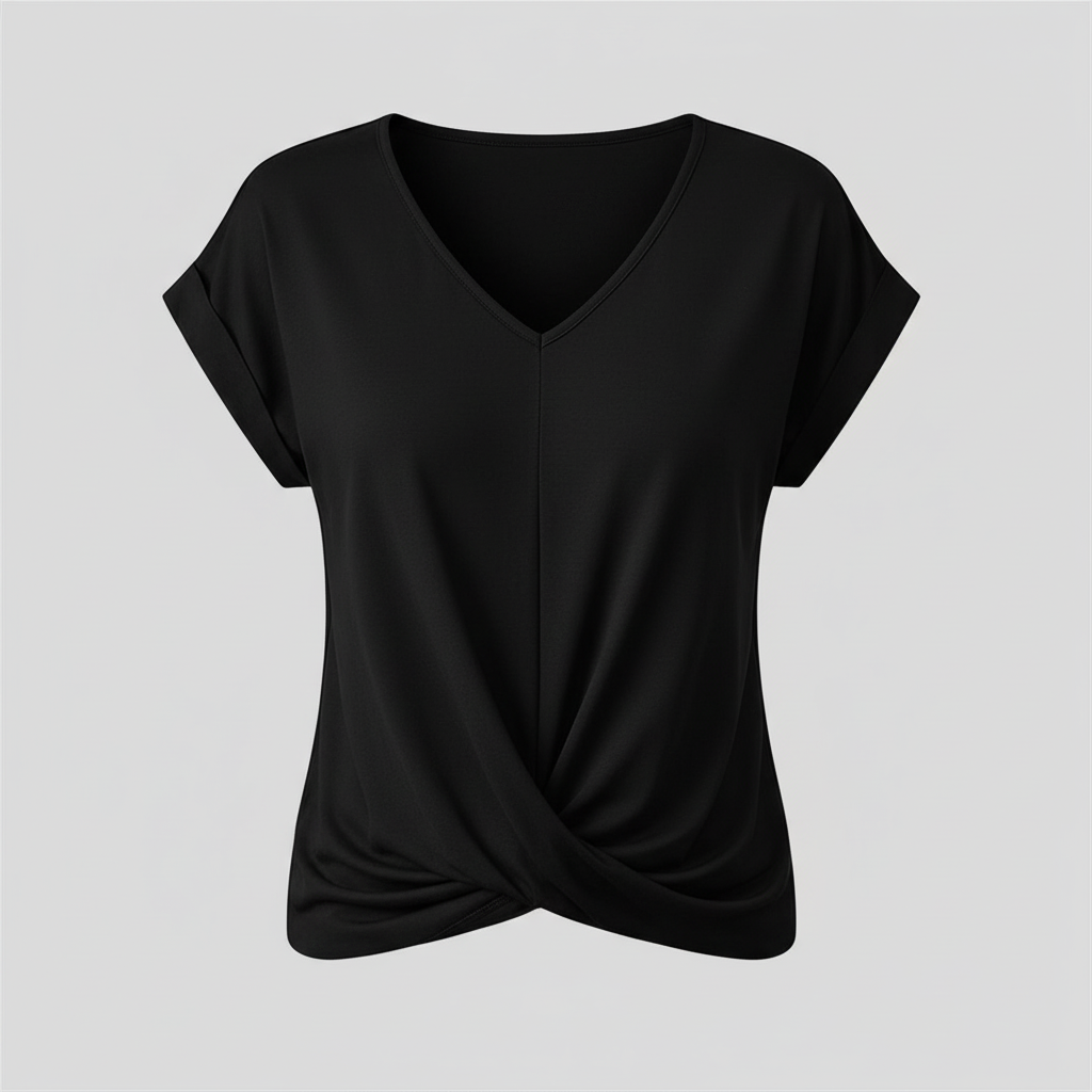 V-Neck Twist Women's Top | Casual Short Sleeve Shirt