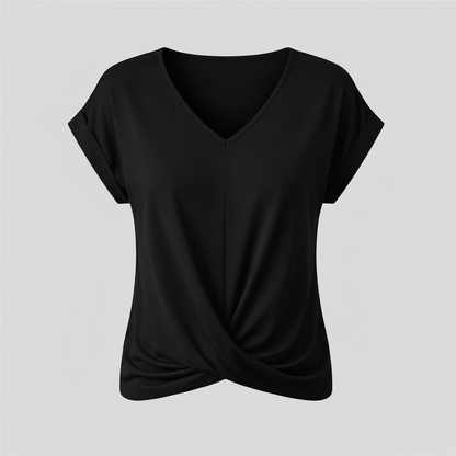 V-Neck Twist Women's Top | Casual Short Sleeve Shirt