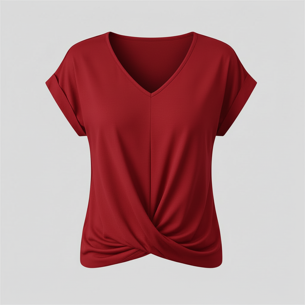 V-Neck Twist Women's Top | Casual Short Sleeve Shirt
