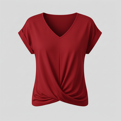 V-Neck Twist Women's Top | Casual Short Sleeve Shirt
